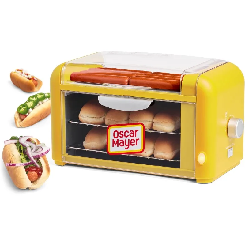 

Oscar Mayer Extra Large Countertop 8 Hot Dog Roller and Bun Toaster Oven - Stainless Steel Rollers and Non-stick Warming Racks