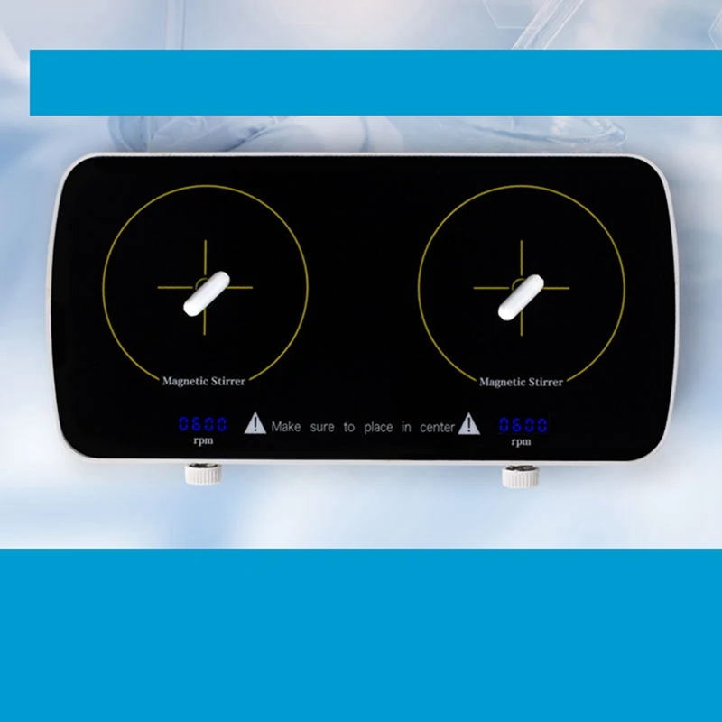 Pengaduk magnetik Digital Mini dengan batang pengaduk, 2 Mixer Lab Panel kerja independen, kapasitas 1L + 1L, kecepatan penyesuaian 4000RPM