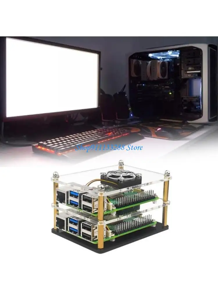G88D Clear Acrylic Case for RaspberryPi 5 Acrylic Protector Cover Box Board Enclosure