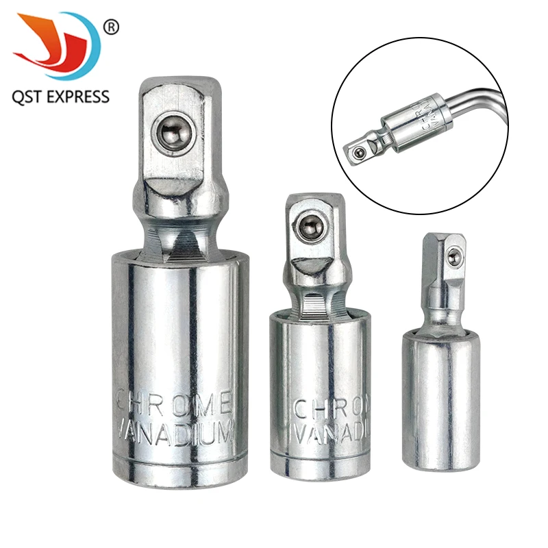 Universal Joint Sleeve 360-Degree Rotation Adapter Connector Silver 1/4 3/8 1/1 - New Type for Smooth Connection