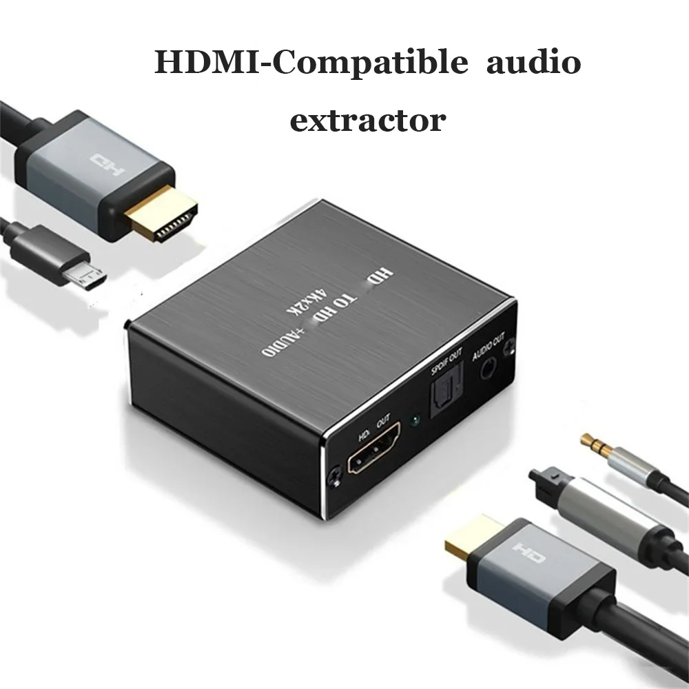 4K HDMI-compatible Audio Extractor Stereo Extractor Converter Optical TOSLINK SPDIF + 3.5mm Audio Splitter Adapter