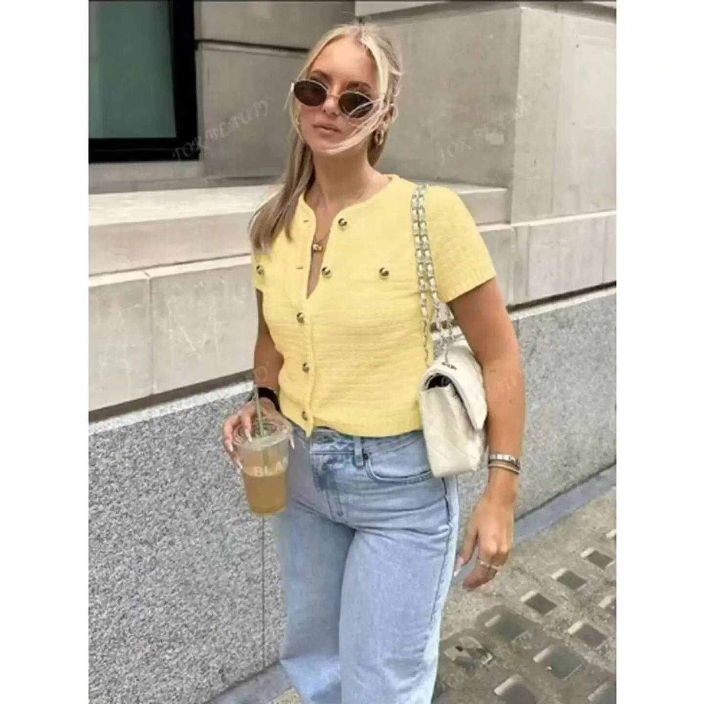 

YENKYE новый женский однобортный повседневный вязаный кардиган с круглым вырезом и коротким рукавом, тонкий трикотаж, осенний укороченный топ