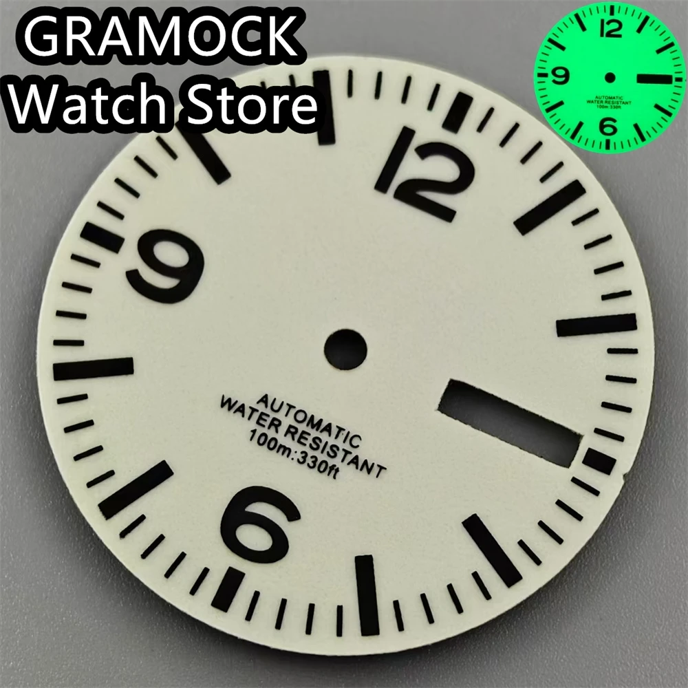 GRAMOCK 29mm Watch Dial C3 Super Green Luminous Fit NH35 NH36 ETA2824 2836 Mingzhu2813 DG3804 MIYOTA8215 PT5000 Movement - view 4