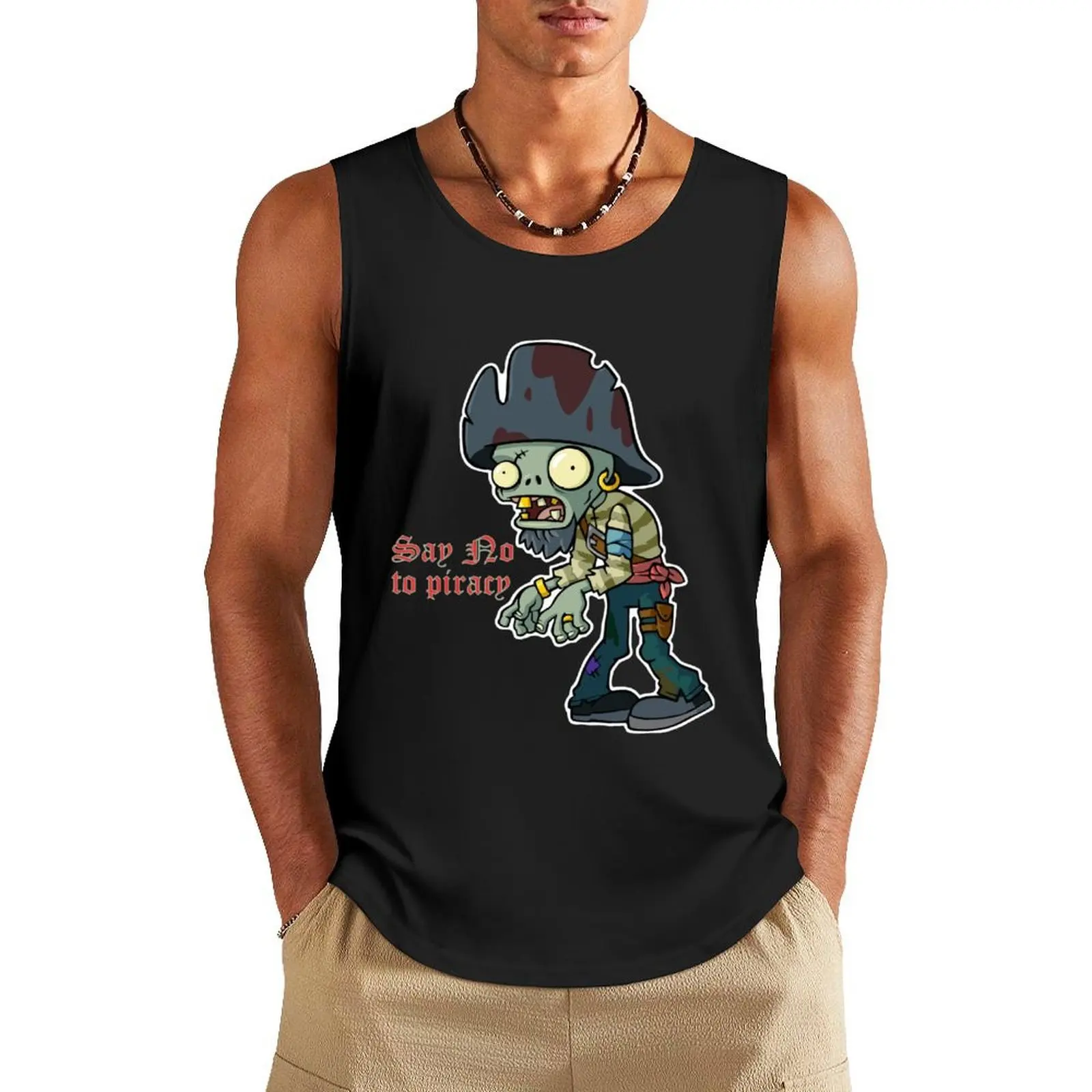 

Plants vs Zombies Say No To Piracy Tank Top t shirt gym Men's tops T-shirt men