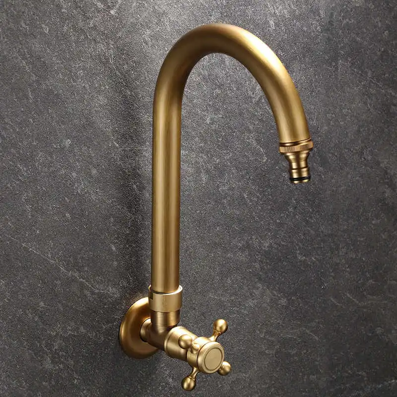 

Одиночный настенный смеситель для холодной воды, античная бронза, смеситель для швабры для ванной комнаты, смеситель для стиральной машины, уличный смеситель для сада