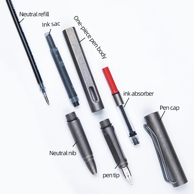 TIGLE 2IN1 Titanium Alloy Pen Neutral Pen Metal Pen Office Student Stationery Luxury Gift Box Packaging