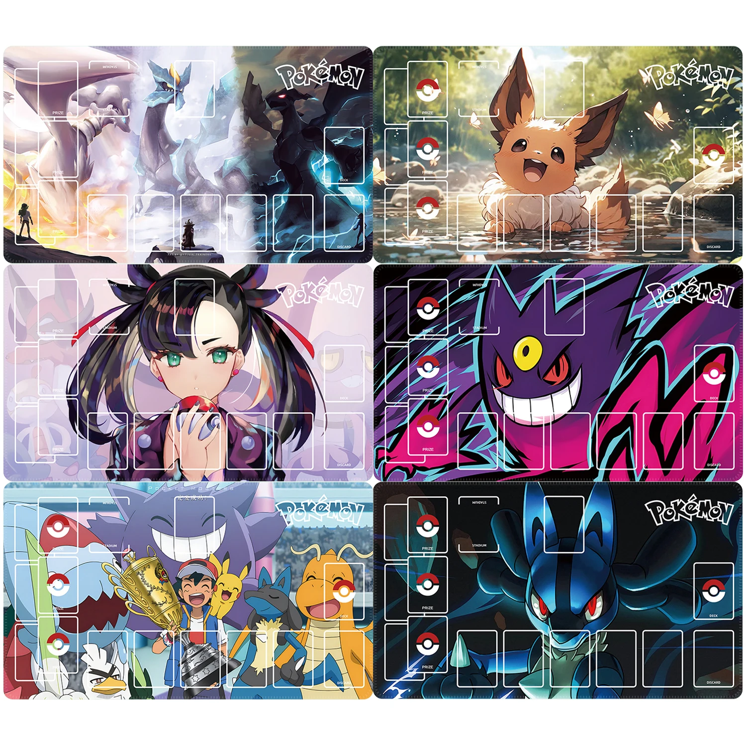 60*35*0.2cm Diy PTCG Pokemon Marnie Lillie Ash Ketchum Gengar Eevee Dedicated GAME Card Mat Battle Gift Toy Anime Table Mat