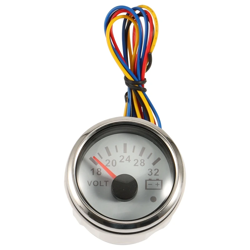 Motorcycle Volt Meter Gauge 8-16 Volts Caravan Boat Marine Voltmeter Auto Replacement Parts Gauges White 52Mm