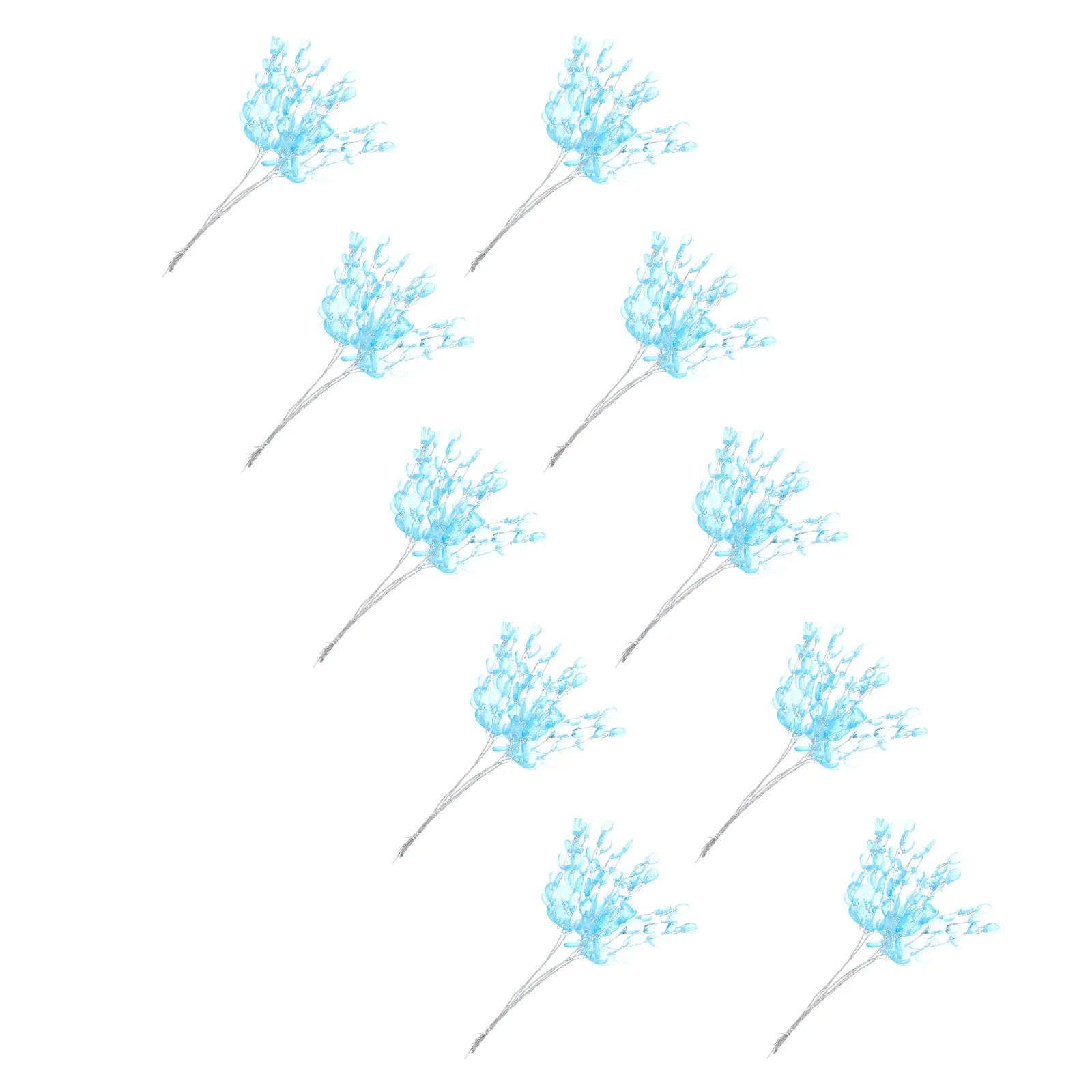 

50 Pcs Christmas Tree Cuttings Blue Plastic Xmas Decor Branch Diy Supplies Party Water Drop Festive Holiday Ornament Craft