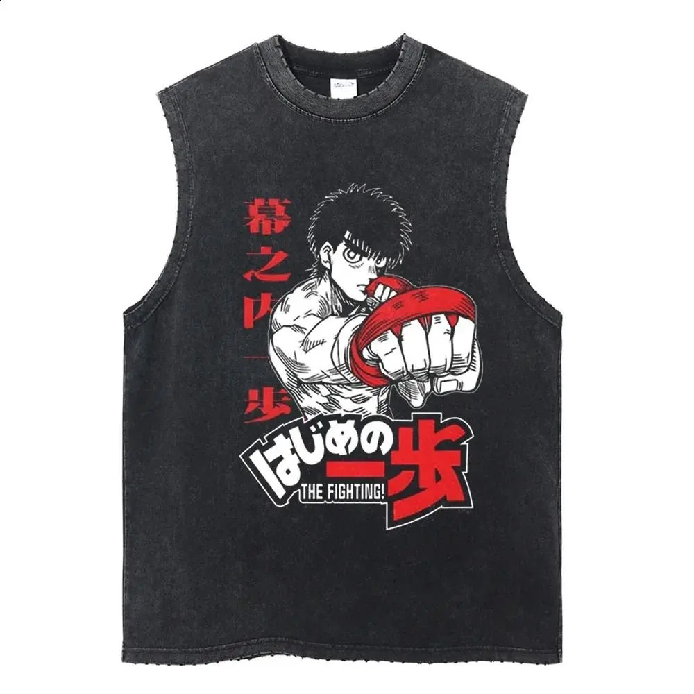 Harajuku Japanische Anime Weste Männer Frauen Ärmellose Vintage Gewaschen Tank Tops Jacke Casual Tops Sommer Cosplay Y2k Streetwear Neue