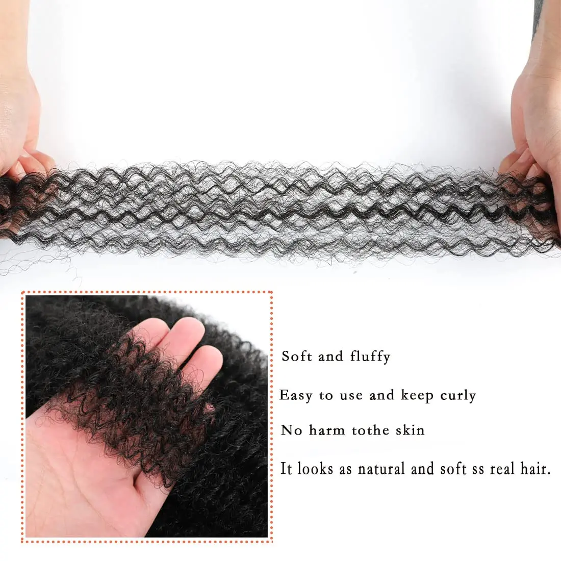 Vorgetrenntes, federndes Afro-Twist-Haar, 6er-Packung, schwarze, vorflauschige Naturlocken sind perfekt für Marley-Häkelhaar-Synthetik