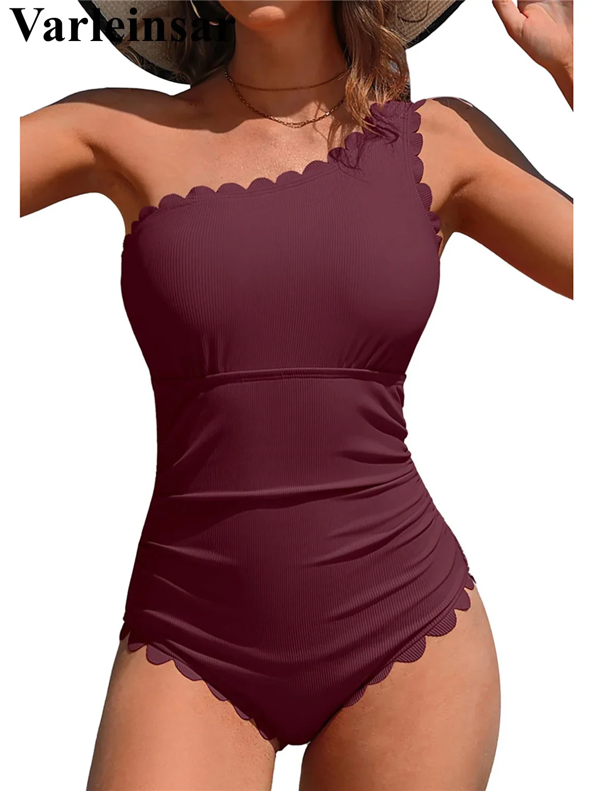 

S - XXL Frilled Backless High Cut Leg Women Swimwear One Piece Swimsuit Female Monokini Padded Bather Bathing Suit Swim V7102