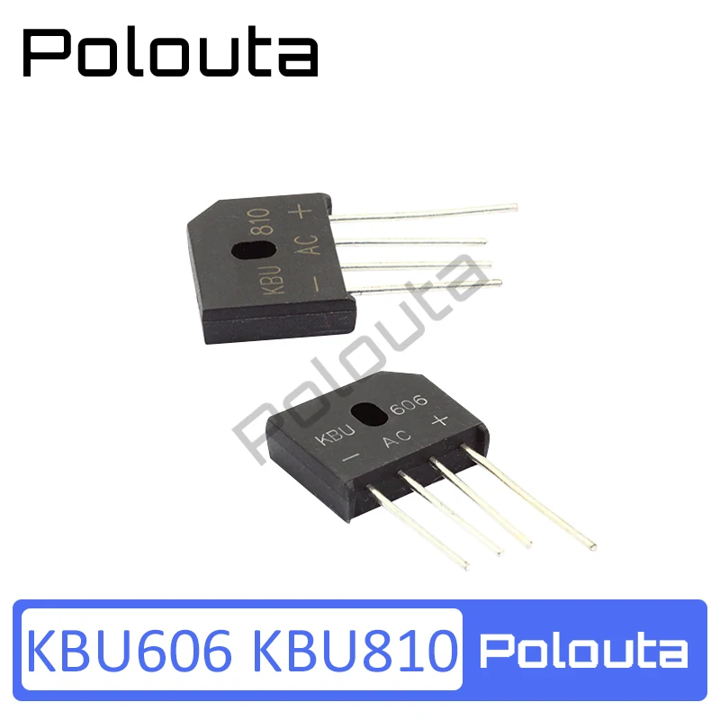 10 Pcs/lot Polouta Kbu810 Kbu606 Bridge Single-Phase Rectifier Bridge Direct Plug Flat Rectifier Simistor Thyristor Sockets Gold