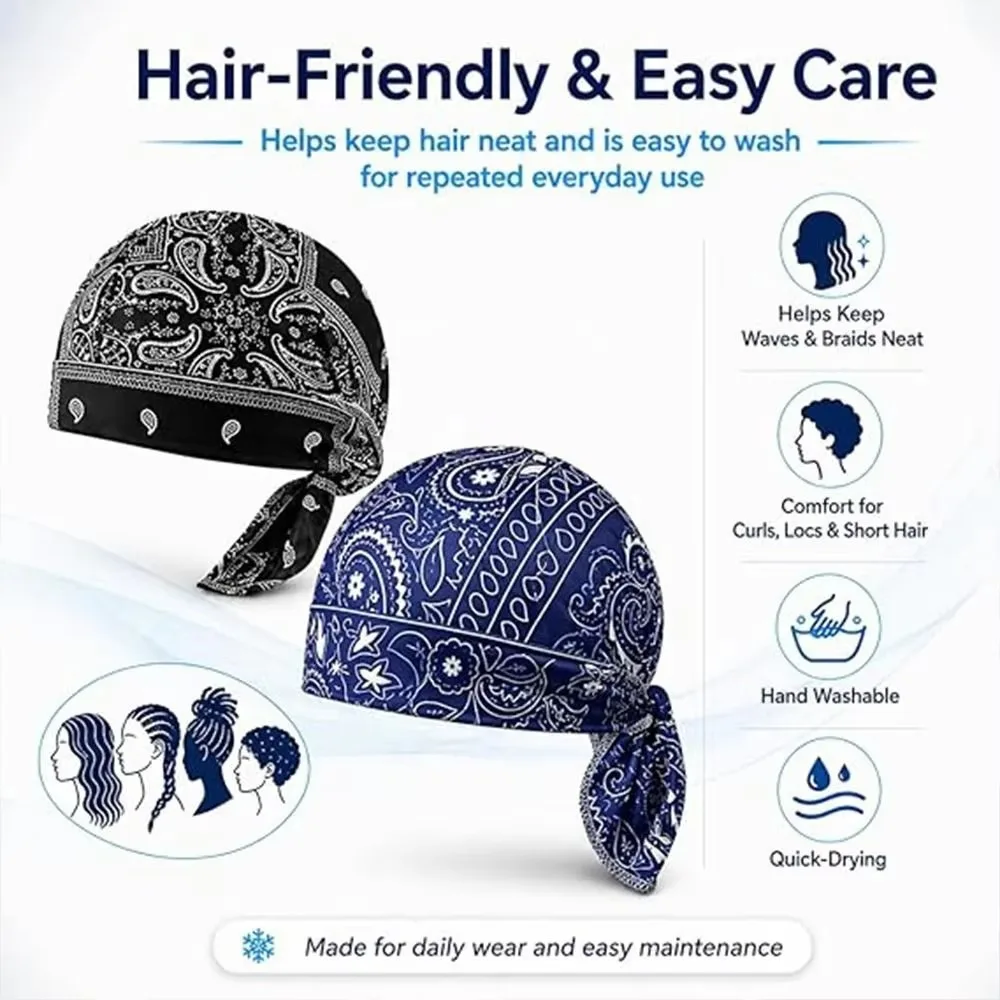 Paisley Print Hijab Caps Quick Dry Adjustable Bandana Headscarf UV Protection Breathable Cycling Head Wrap Outdoor Activities