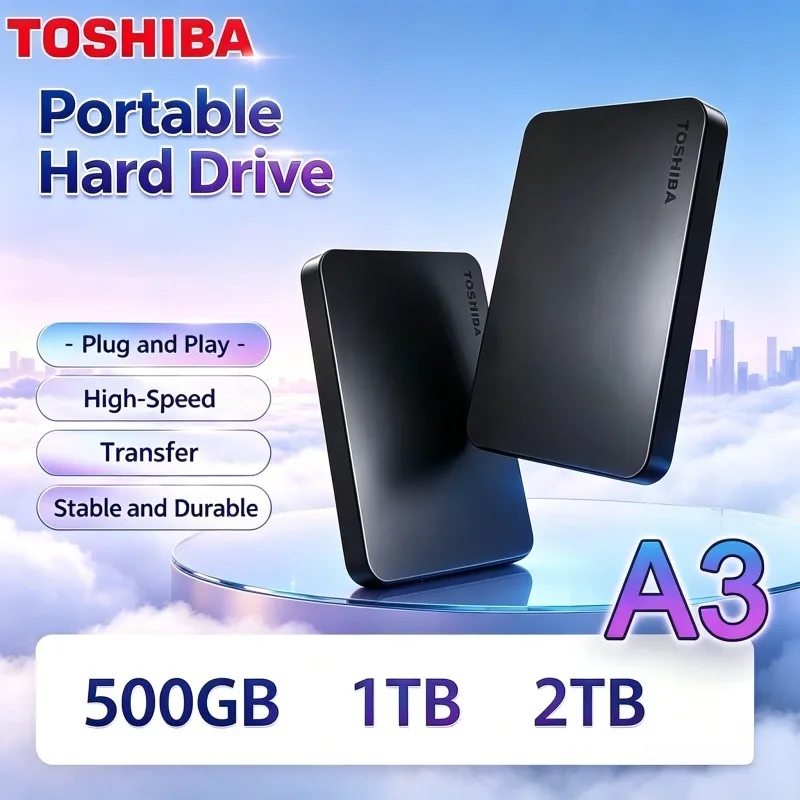 Toshiba A3 Canvio Basics 500GB 1TB 2TB 4TB SSD Black USB 3.0 for Gaming Console Office Gift Safe 8K HD Raw Footage Drive