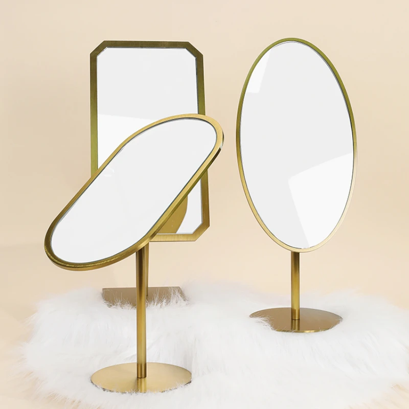 Jewelry store counter dedicated mirror, home desktop metal display mirror, 180 degree flip dressing and makeup mirror