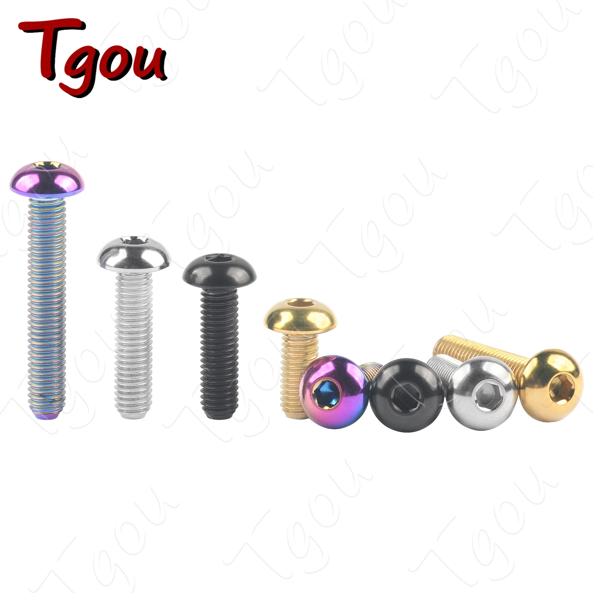 Tgou Titanium Bolt M5x8/10/12/15/18/20/25/30mm Half Round Head Hex Screw for Water Bottle Cage Fixing Bolts Bike Screws