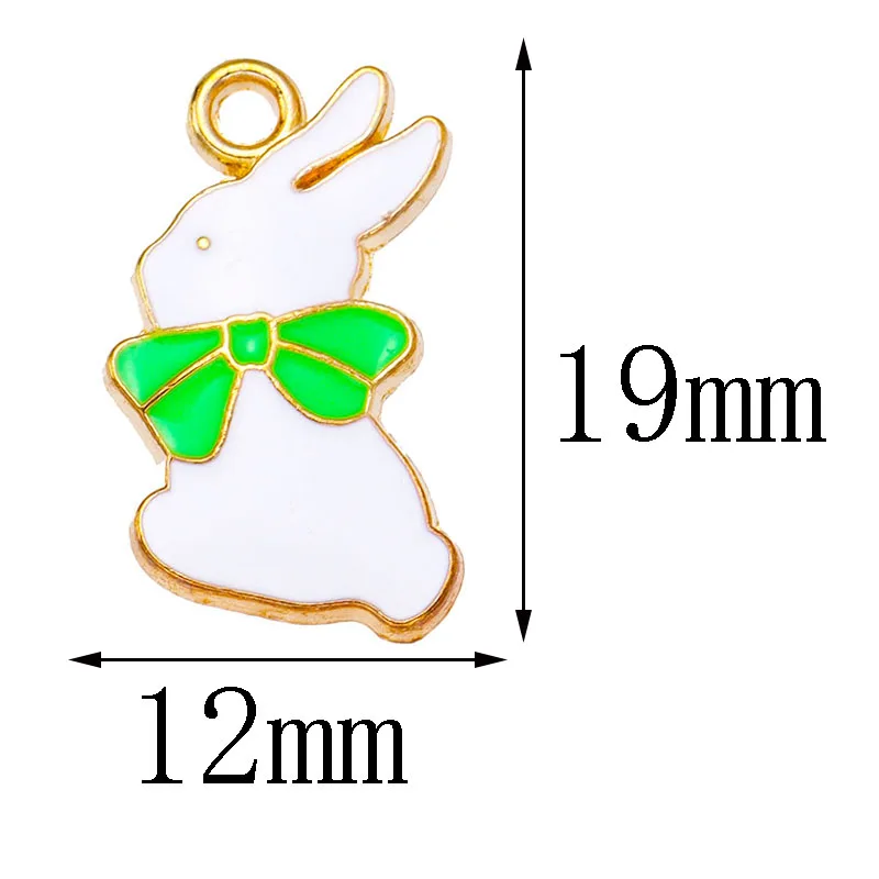 20Pcs 12*19mm Bow Rabbit Earring Necklace Bracelet Pendant Drip Oil Enamel Animal Charm for Jewellery Making DIY Handmade Crafts