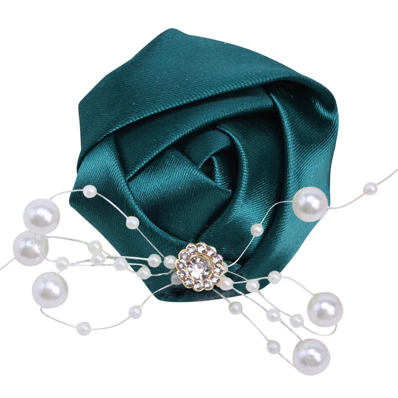 Korean Bridesmaid Wrist Corsage Pearl Ribbon Rose Men's Suit Brooch Multicolor Corsage Wedding for Men  Groomsman  Boutonnieres