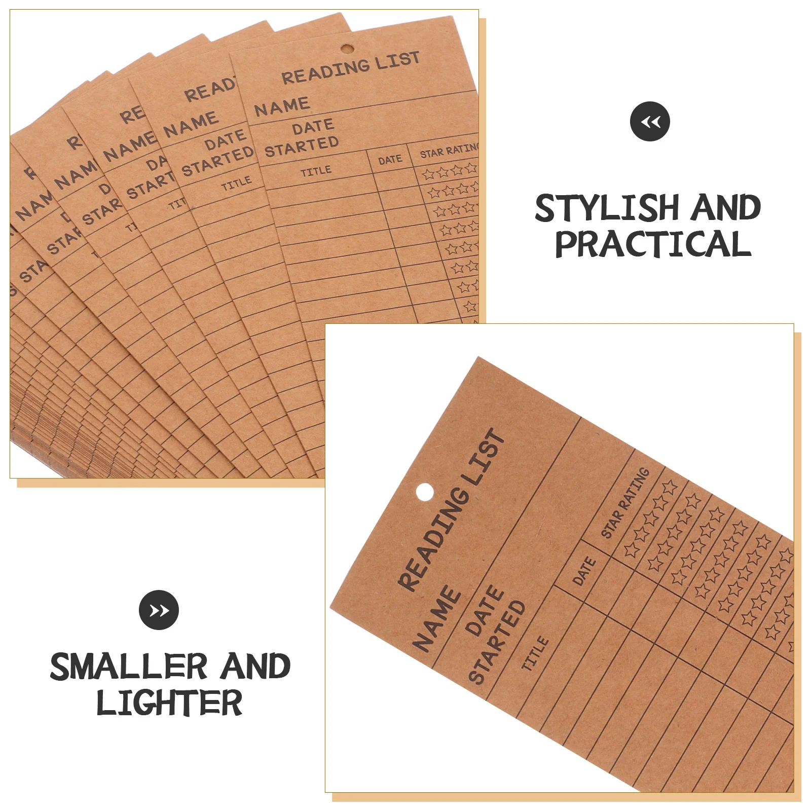 50Pcs Book Tracking Bookmark Compact Reading List Notecard with Blank Back for Notes Teachers Students Readers Portable