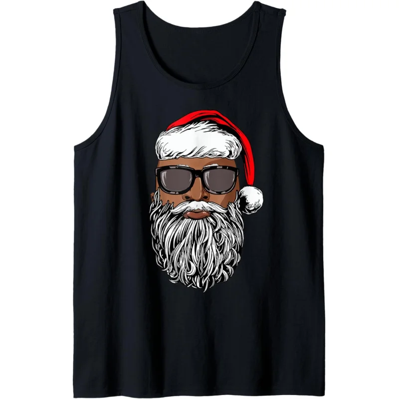 Christmas Santa Claus Face Black Xmas Afro African American Tank Top