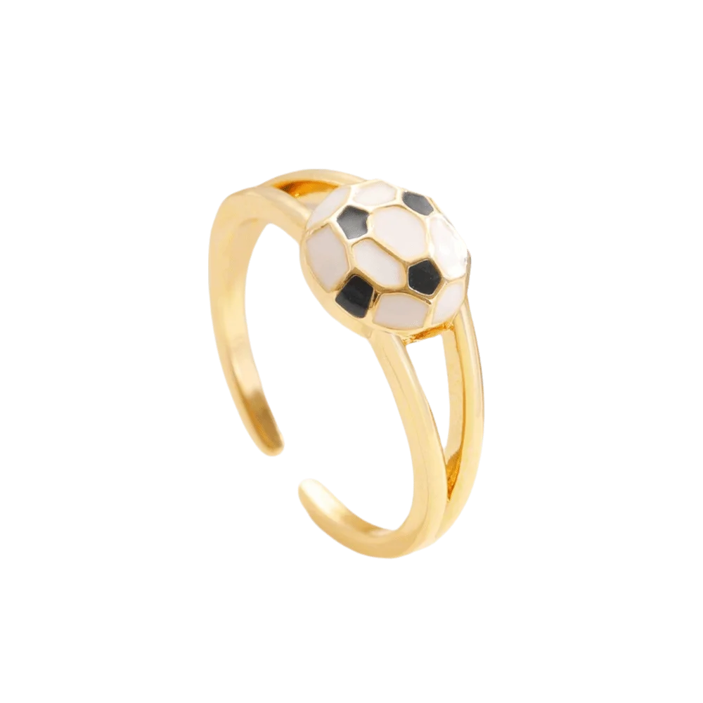 Colourful Adjustable Finger Ring Copper Dopamine Football Ear Clips Spherical Shape Vintage Sports Balls Shaped Open Rings