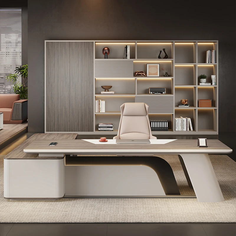 Standing Drawer Office Desk Lshaped Minimalist Design Office Desk Multifunctional Executive Meuble Bureau Commercial Furniture