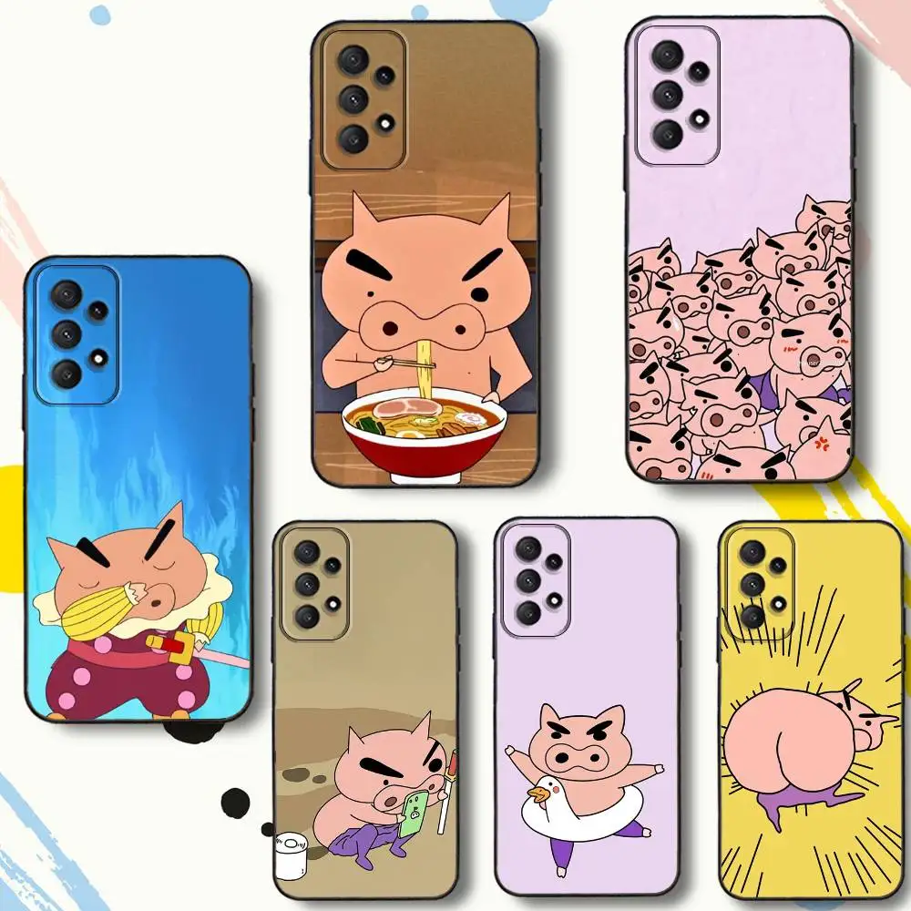 

cute Pig B-BuriburizaemonS Phone Case For Samsung Galaxy A 80,72,73,91,53,22,51,52,5G,Plus,J,Note Soft Black Cover