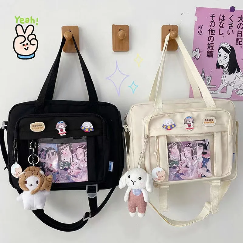 Japanese High School Girls Crossbody Bags Nylon Book Bag Transparent Itabag Women Handbags JK Bag Second Element  Shoulder Bag