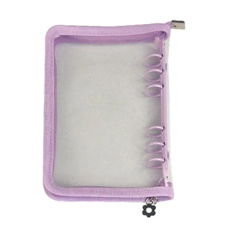 6-Hole Loose Leaf Cover Clear Notebook Cover Loose Leaf Personal Planner Binder With Zipper Notebook Cover Case Refillable For