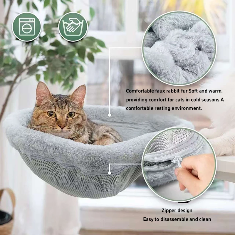Clip On Cat Hammock Circular Pet Bed Space Saving Detachable Foldable Comfortable Stable Non Slip Suitable For Computer Desks