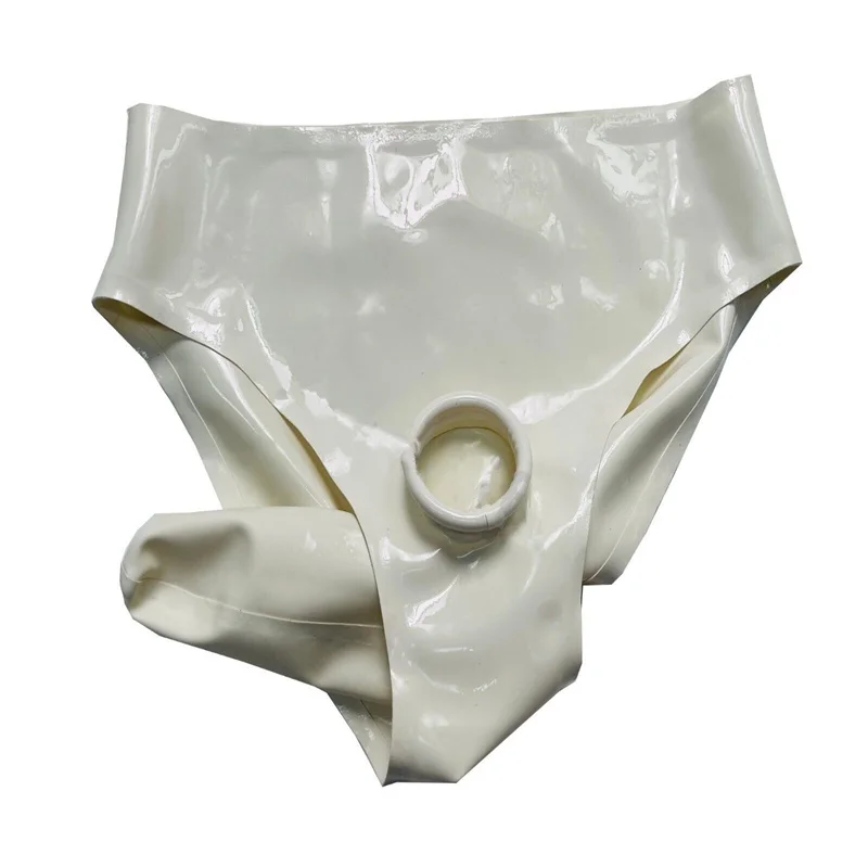 Handmade Natural Latex Underwear Men Latex Gummi Brief Front Hole Ring Hole with Anus Sheath 0.4mm Custom Made