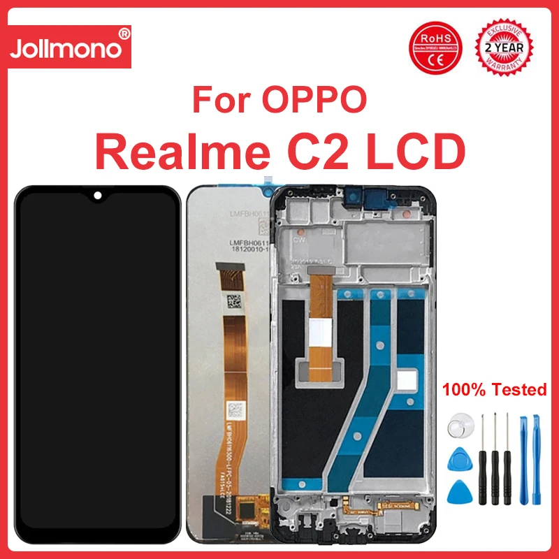 

6.1'' For Oppo Realme C2 Lcd Display With Frame Touch Screen Digitizer Assembly Replacement Parts RMX1941 RMX1945