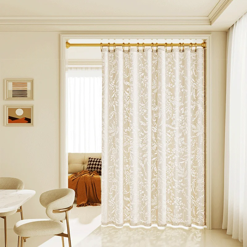 Modern Minimalist Lace Embroidery Door Curtain with Hollow Relief Design Ethereal Romantic Curtain Simple Installation