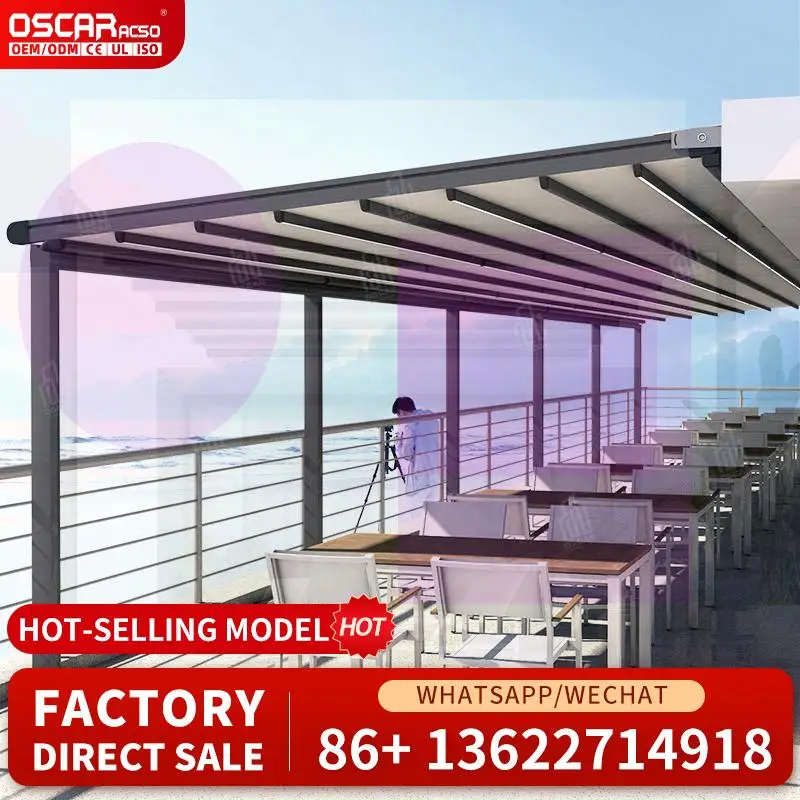 

Heavy Duty Rustproof Metal Frame Waterproof Extendable Sun Protection Shade Sail for Backyard Aluminum Awning Retractable Canopy