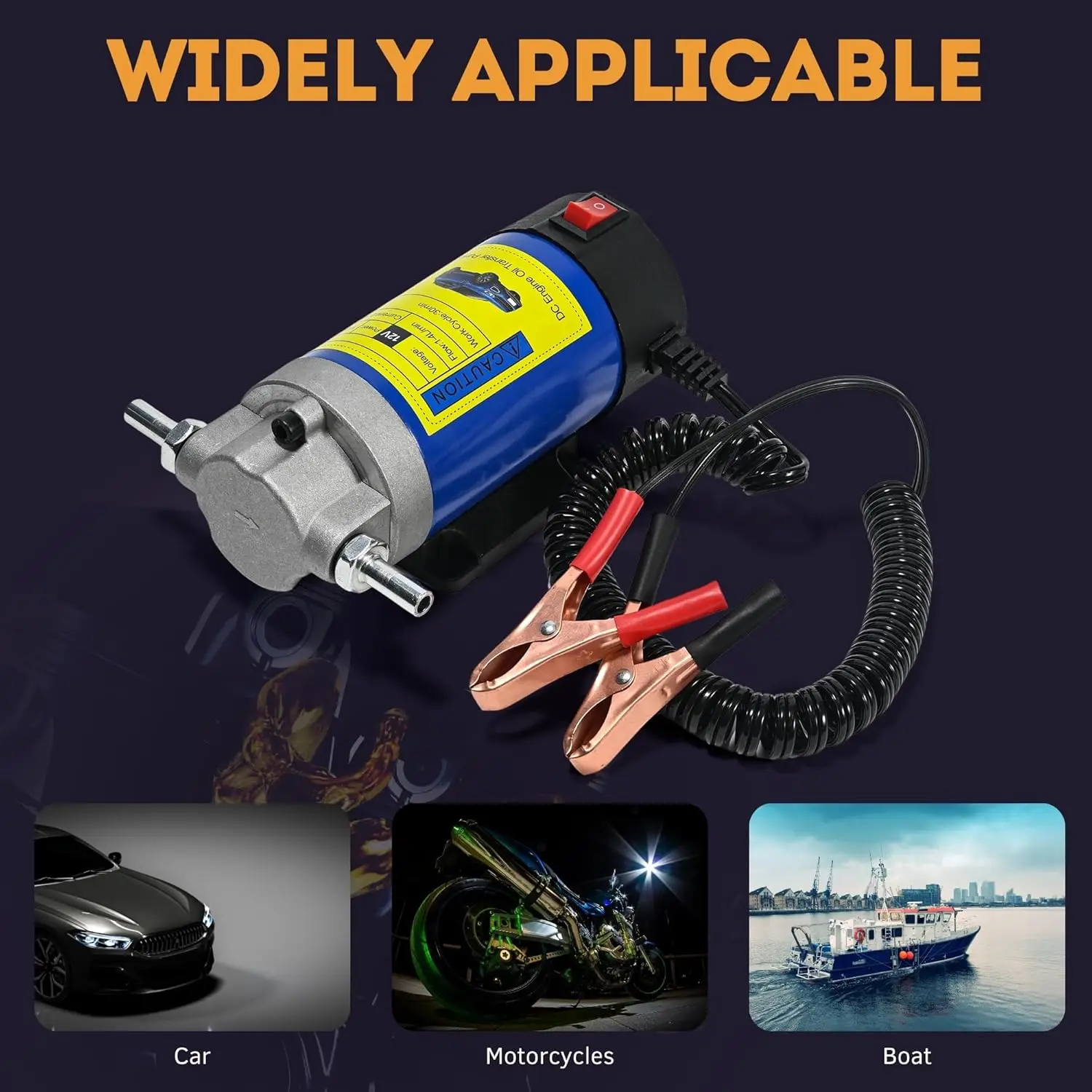 Oil Transfer Pump 12V, 100W Self Priming Oil Change Pump, Portable Gear Oil Pump, Engine Oil Extractor Pump for Boats Cars RVs