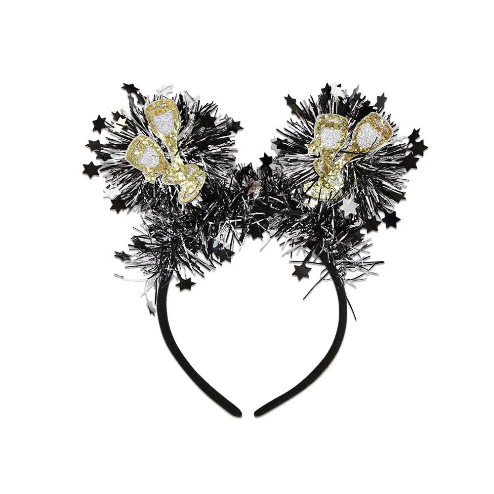 

Sequin 2026 New Year Headband Star/Crown Party Decoration Christmas New Year Headpiece Creative Colorful Glitter Hair Hoop