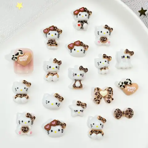 20Pcs 새로운 패턴 헬로 키티 만화 네일 액세서리 귀여운 안경 사랑 KT 고양이 활 DIY 네일 매력 장식