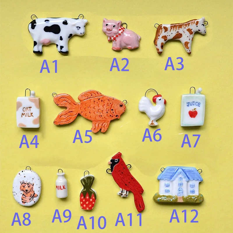 Nuevos lindos patrones de animales manchado vaca cebra tigre loro casa 18K chapado en oro acero inoxidable DIY collar de moda regalo de Navidad