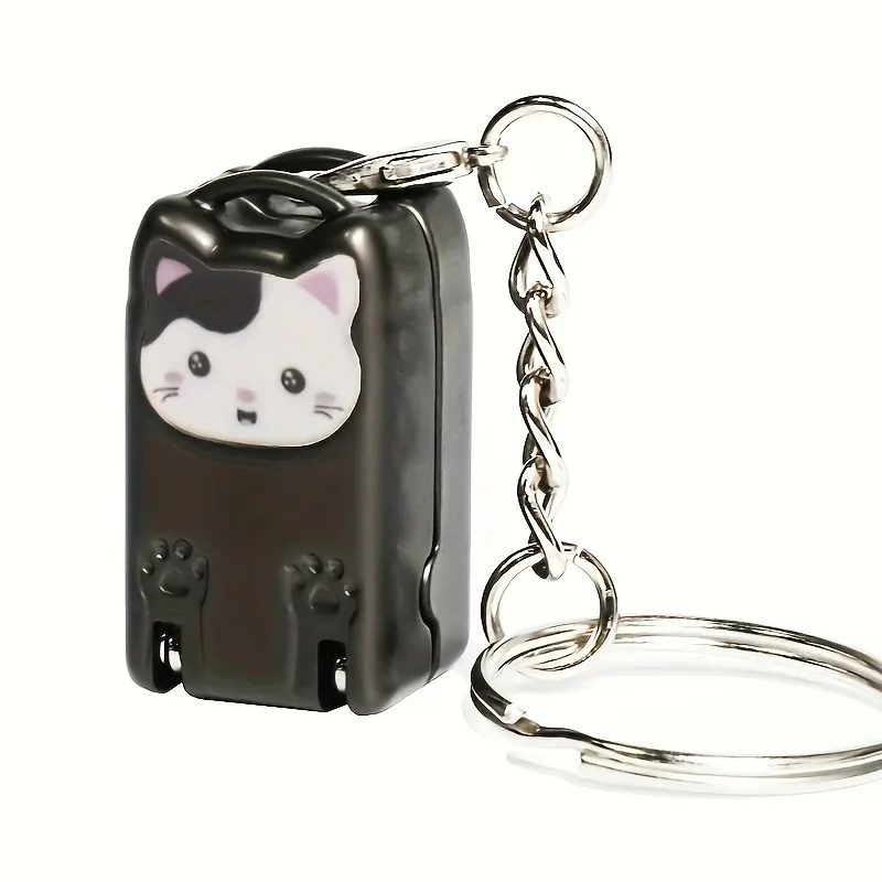 1pcs Exquisite Kitten Keychain Foldable Nail Cutter Stainless Steel Nail Clippers Rotary Toenail Fingernail Manicure Trimmer