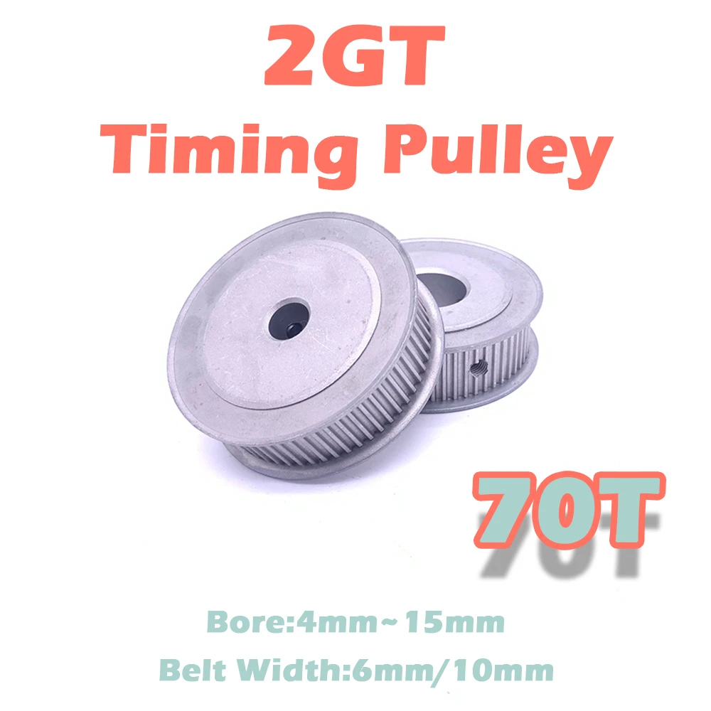 70T 2GT Timing Pulley Belt Width 6mm 10mm 70 Teeth 2GT Synchronous Wheel Bore 4~15mm AF-type Aluminum 70Teeth GT2 Timing Pulley