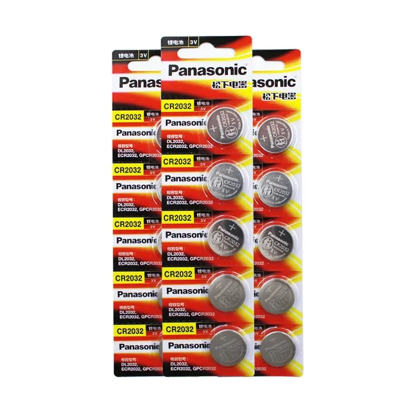 5-100PCS CR2032 3V Battery Panasonic for Hearing Aid, Glucose Monitor, LED Light, Electronics
