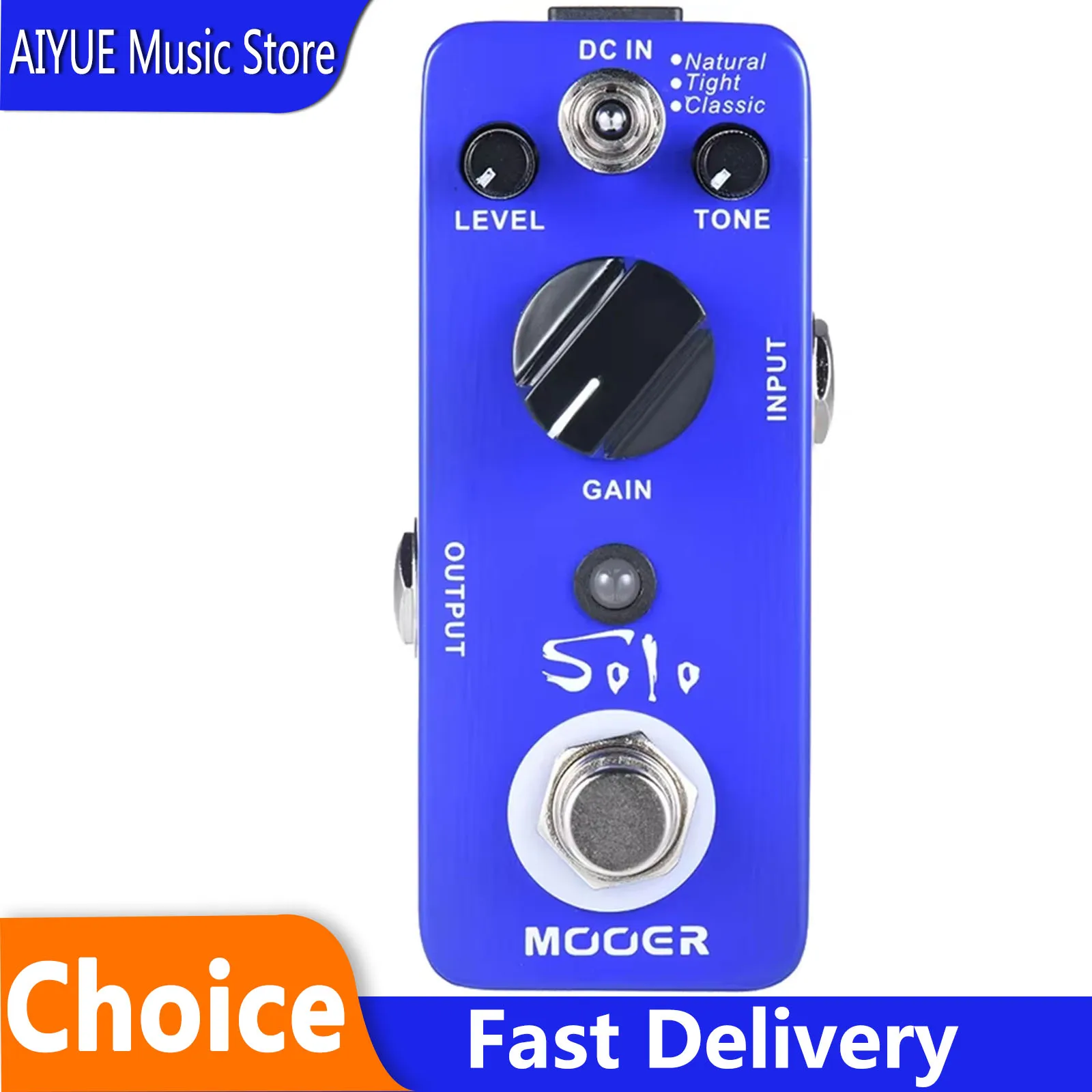 Pedal de Efecto para Guitarra MOOER Solo Distortion, Alta Ganancia, 3 Modos, Efecto Natural, Clásico y Preciso, True Bypass, Accesorios para Guitarra Eléctrica