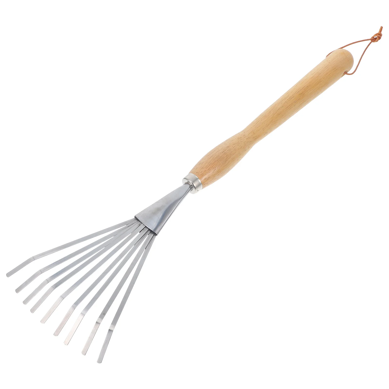 

Garden Rake Long Handle Nine Teeth Durable Stainless Steel Beech Wood Gardening Tool for Soil Loosening Digging Planting
