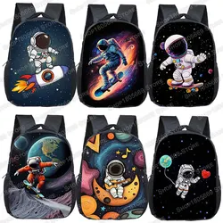 12 Inch Astronaut Rocket Skateboard Guitar in Space Backpack for 2-4 Years Old Kids Schoolbags Bookbag Kindergarten Toddler Bag