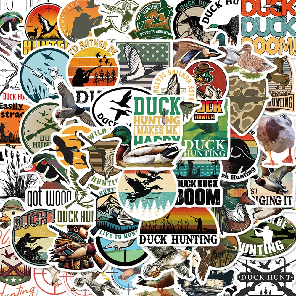 56pcs Duck Hunting Sticker For Laptop Luggage Bicycle Fridge Phone Decoration Sticker