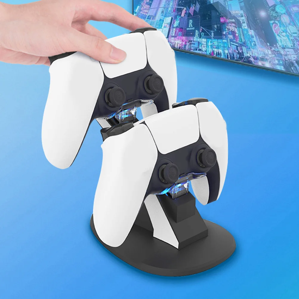 

Game Controller Dock Dual Slot Compatible for PS5 Gamepad Dual-Charging Base USB Type-C Charging Station Display Rack
