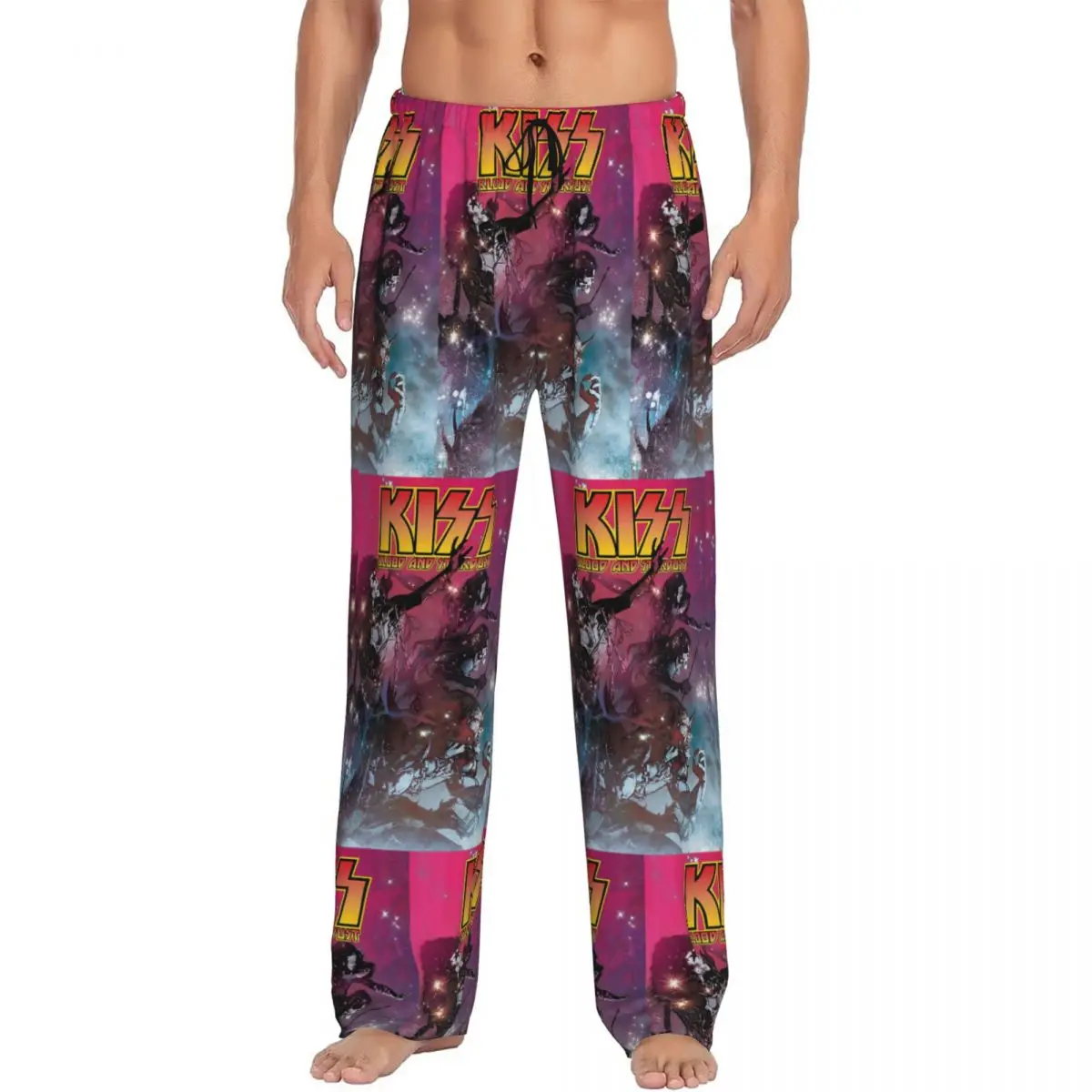 

Custom Printed K-Kisses Rock Roll Brand Pajama Pants Men's Sleep Sleepwear Bottoms with Pockets
