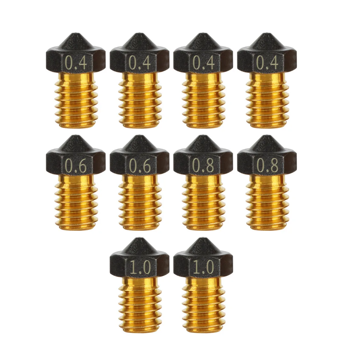 1/2/5 Stück E3D V6 PTFE-beschichtete Messingdüse 0,2/0,4/0,5/0,6/0,8/1,0 mm 1,75 mm M6 3D-Drucker V6 Düsen für Ender3 Titan Prusa I3 MK3 – Detail 2