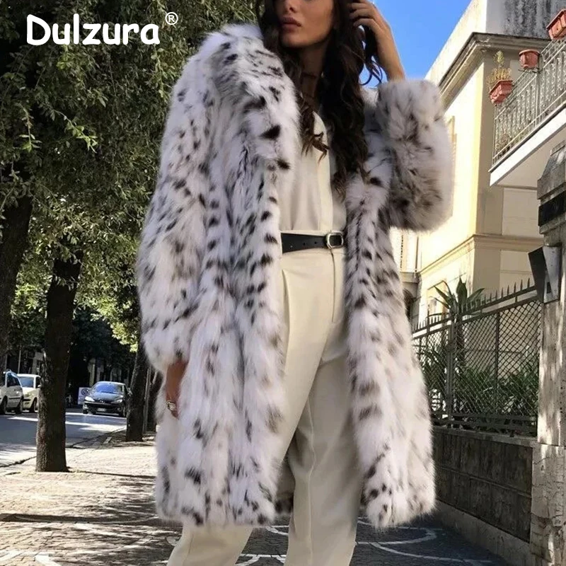 2023 Winter Long Belted Fluffy Furry Leopard Faux Fur Coats Women Luxury Brand Overcoats Fashion Ladies Fox Fur Coats Outerwear